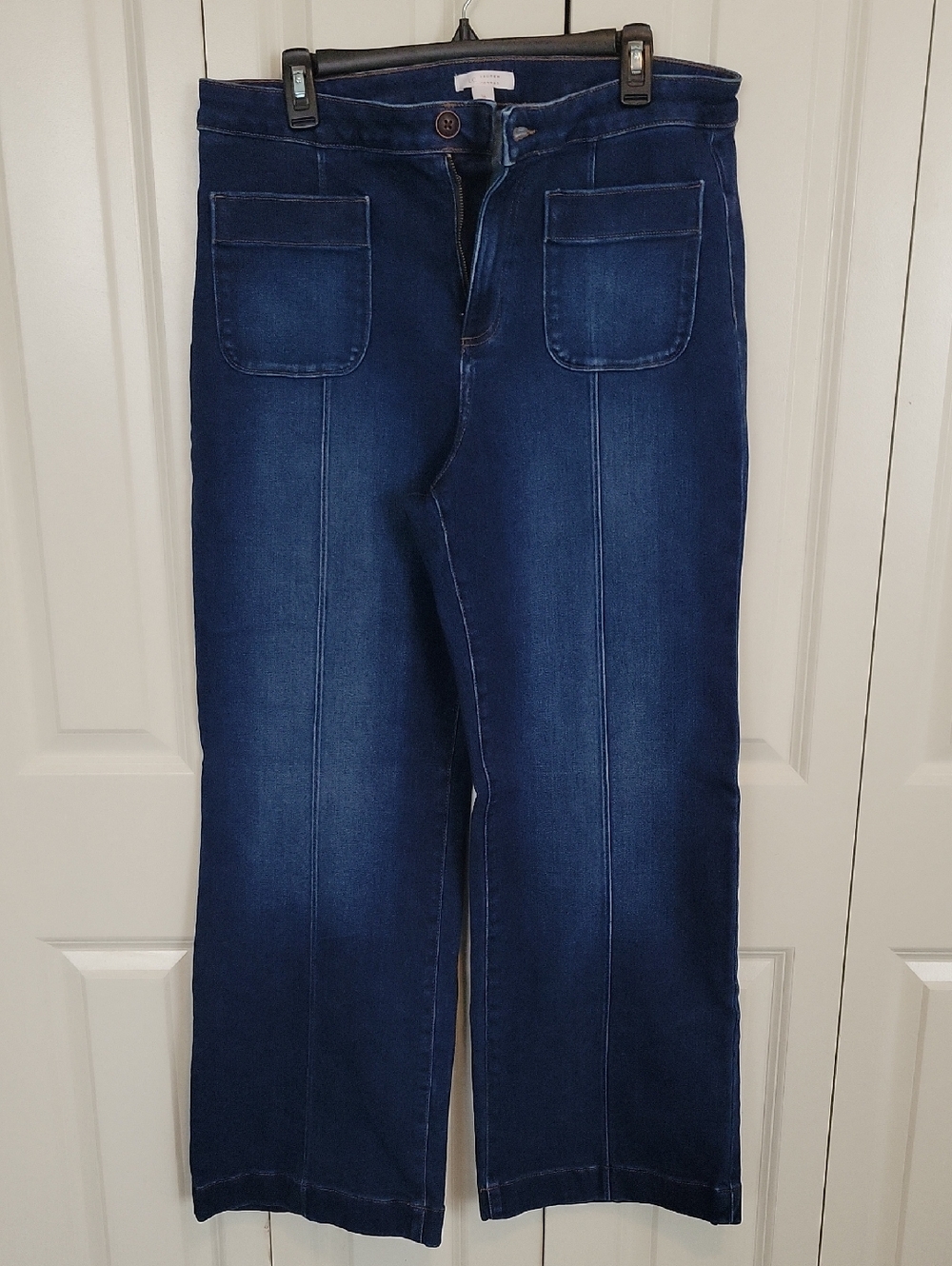 LC High Rise Blue Jeans with Front Patch Pockets